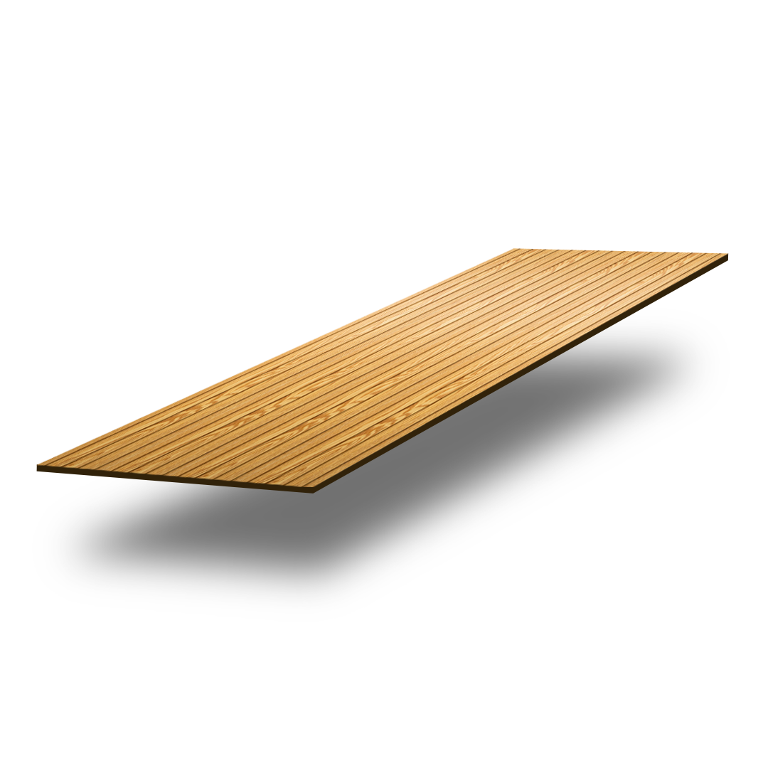 Fluted wall panel in Oak (P72), multiple panels